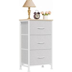 3 Drawers Dresser for Bedroom Fabric Storage Tower with Wooden Top
