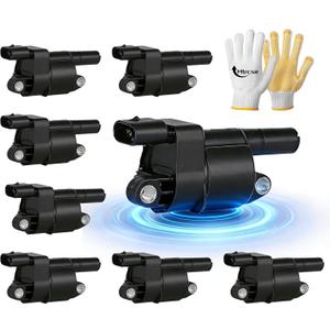 8PCS UF414 Round Ignition Coil Pack for Chevy Avalanche Camaro Canyon Corvette Express Impala SSR Silverado Tahoe Trailblazer GMC Envoy Savana Sierra Yukon Escalade Hummer 4.8L 5.3L 6.0L 6.2L V8