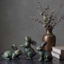 Gerrii Large Easter Bunny Decor 3 Pcs Rabbit Figurines - 5.9" Vintage Resin Bunny Statues for Home Spring Decor Tabletop Centerpiece Farmhouse Indoor Decoration Gift(Bronze)