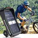 Bike Phone Holder, Water Resistant Motorcycle Phone Mount with Sun-Visor Rain Cover Sensitive Touch Screen Bicycle Accessories Handlebar Cellphone Mount with 360 Rotation for Phones Under 7''