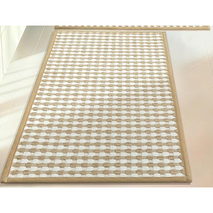 YIHOUSE Non Slip Bath Mats for Bathroom  17x32, Absorbent Bathroom Rugs Mat Quick Dry Woven Sink, Laundry, Kitchen, (Beige,17"x32")