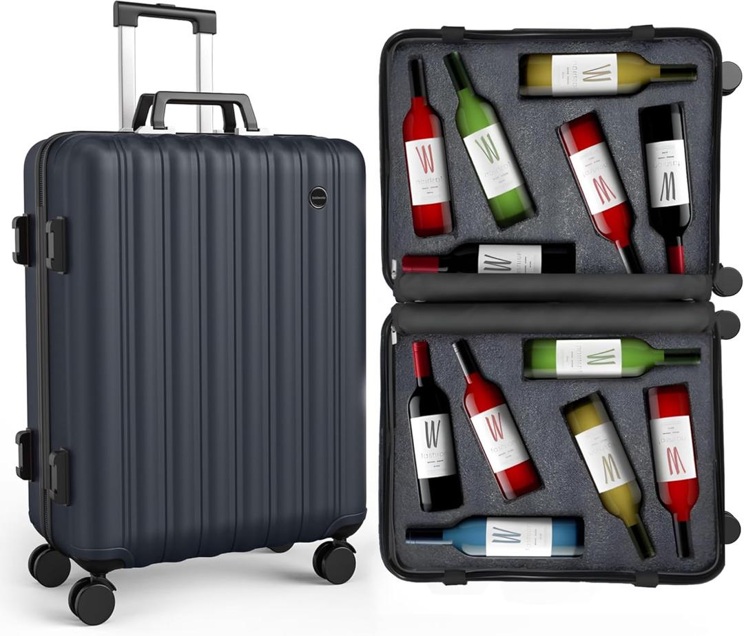 boldworks Wine Suitcase for Airplanes 12 Bottle Wine Luggage for Airplane Travel with TSA Approved Lock and Removable Insert to Carry Liquor Black Color Case, 27 inch x 20 inch