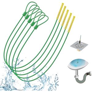 Collection 5 Pack 30 Inch Drain Snake Hair Clog Remover - Flexible Anti-Break Sink Snake with Nylon Layer, Swift Drain Cleaner Tool for Shower, Bathroom Sink, Bathtub Drains