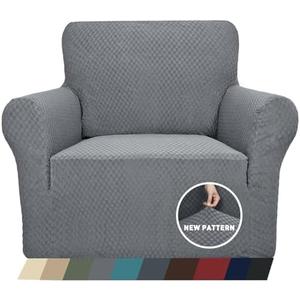 ZNSAYOTX 1 Piece Jacquard Chair Slipcovers for Living Room High Stretch Chair Covers with Arms Anti Slip Pets Friendly Couch Sofa Armchair Cover Furniture Protector (Chair, Light Grey)