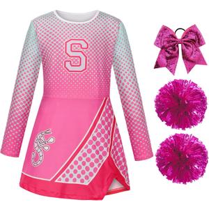 Koatobbor Cheerleader Costume for Girls Halloween Party Uniform Outfit 3-12 Years (Pink)