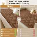 Smiry Fuzzy Couch Cover for Dogs, Non Slip Washable Pet Sofa Cover, Scratch Proof Hair Resistant Plush Sofa Slipcover, Pet Friendly Couch Cushion Protector for Cat, Brown, 27.6" x 27.6"