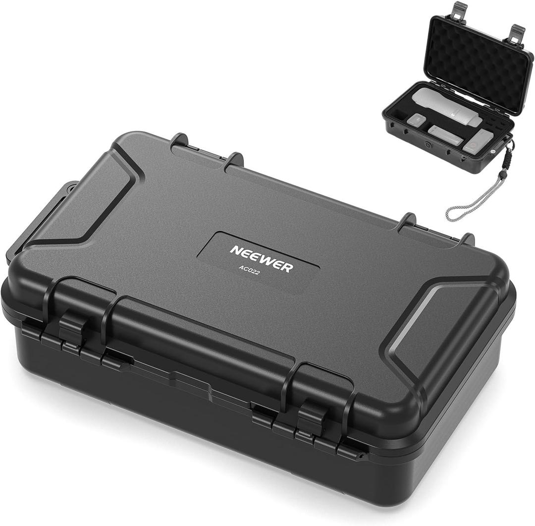 NEEWER Hard Case Compatible with DJI Osmo Pocket 3 & Creator Combo Accessories, IP67 Waterproof Dustproof Shockproof Portable Travel Storage Case with Custom Foam Inserts & 17 Slots, AC022