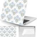 Seorsok Compatible with MacBook Air 13 Inch Case 2022 2021 2020 2019 2018 Release A1932 A2179 M1 A2337 Touch ID,Blue Noble Leaves and Floral Plastic Hard Shell Case with Keyboard Cover,Blooming Floral