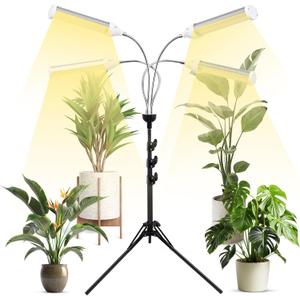 LED Grow Lights for Indoor Plants, 420 LEDs Full Spectrum Plant Lights for Indoor Growing with 15-63 inches Adjustable Tripod Stand, 4 Heads Floor Grow Lamp with 3/6/12H Auto On/Off Timer Function