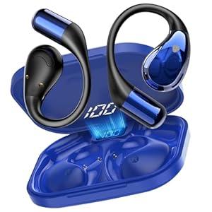 Conyat Open-Ear Headphones, Bluetooth 6.0 Wireless Earbuds Powerful Sound, 40H Open Ear Earbuds with ENC Mic, Adjustable Ear Hooks/ IP7 Waterproof/ Ultra-Comfort Earphones for Workouts/ Running, Blue