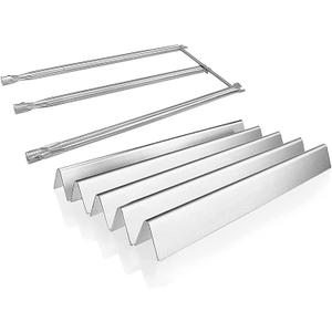 Uniflasy Grill Parts Replacement for Weber Spirit 310 E310, Genesis Silver B C, Genesis Platinum B C, Weber 900 (Side Control), 28 1/8" Stainless Steel Burner, 22.5" Stainless Steel Flavorizer Bars