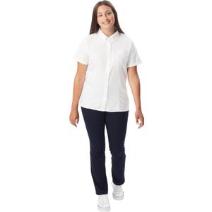 French Toast Women's Junior's Fitted Wrinkle-Resistant Oxford Shirt with Short Sleeves (White)