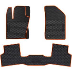 Car Floor Mats for Jeep Renegade 2015 2016 2017 2018 2019 2020 2021 2022 2023 2024 2025 Custom Fit Black Orange Rubber Car Floor Liners Set All Weather Protection Heavy Duty Odorless
