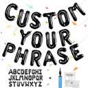 TangTuan 52 pcs Black Foil Letter Balloons with Air Pump, 16 Inch 2 A-Z Sets - Mylar Alphabet Balloon Kit for Birthday Banner & Party Decorations