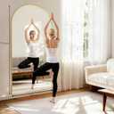 Oversized Full Length Mirror, 38"x77" Large Arched Floor Mirror Full Length with Stand, Room Decor Big Full Body Mirror with HD Tempered Glass Aluminum Frame for Bedroom Living Room, Gold