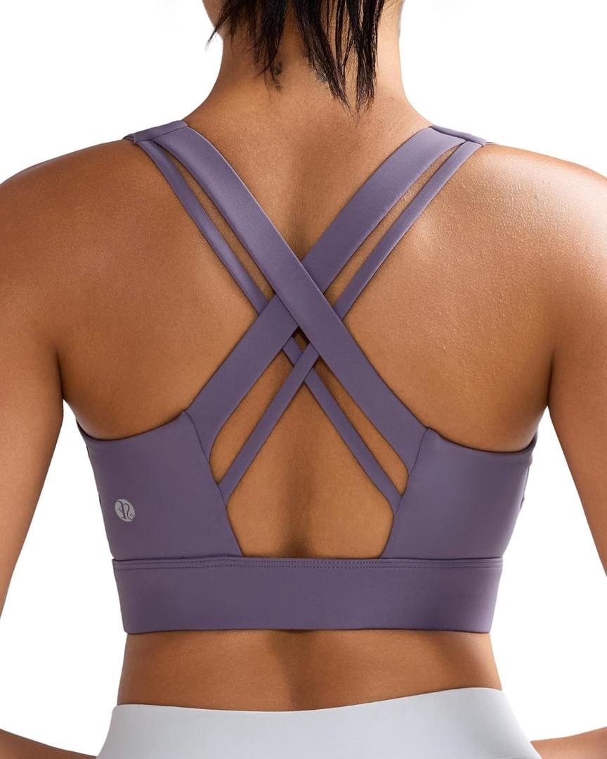 RUNNING GIRL High Impact Sports Bra for Women,Criss-Cross Back Top with Moulded Cups Womens Sports Bra High Support (Purple, XL)