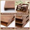 3 x AceOrbit 3 Pcs Stackable Paper Tray Acacia Wood Desk Organizer Letter Tray 3 Tier Wooden File Organizer Desk Shelf for Documents, Letter Sorter, Envelopes and Magazine Holder
