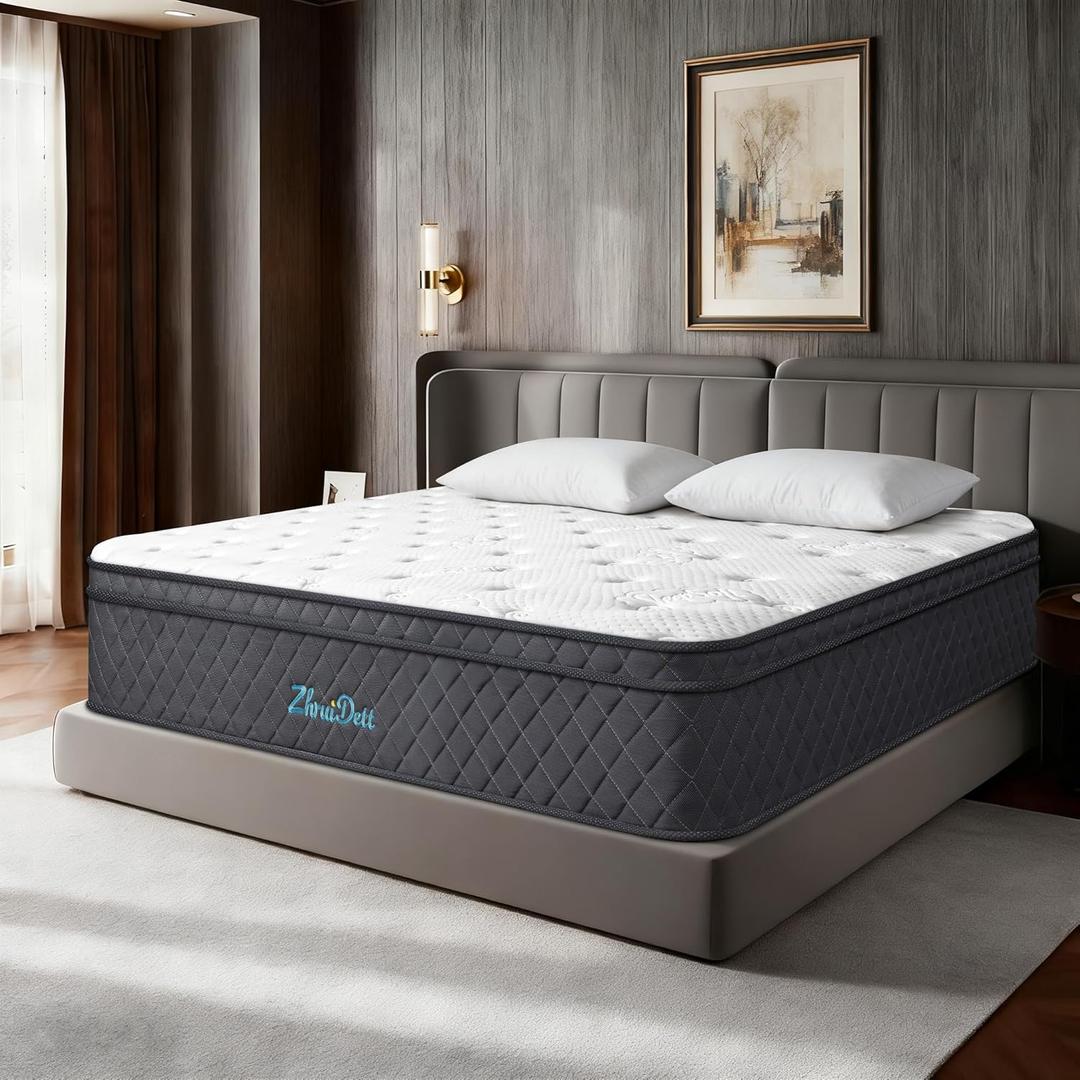 Queen Mattress 12 Inch Queen Size Mattresses in a Box Memory Foam Hybrid Bed Mattress for Silent Sleep with Pocket Spring Motion Isolation,Pressure Relief,Fiberglass Free,Medium Firm Feel