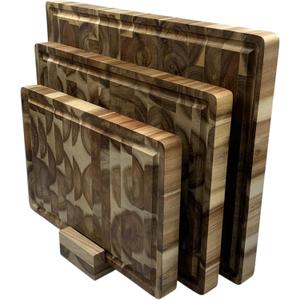 KOLWOVEN Acacia Wood Cutting Boards Set of 3 for Kitchen 1 Inch Thick - Large Wooden Cutting Boards for Chopping Meat, Cheese, Fruits, and Vegetables (17x12, 12x10, 12x7 inch)