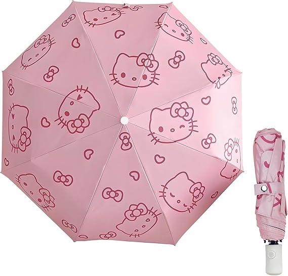 NBHUZEHUA Cute Pink Automatic Umbrella for Women Kids Girls Compact Travel Umbrellas for Rain & Sun Small Portable Foldable Backpack Umbrella, Auto Open Close
