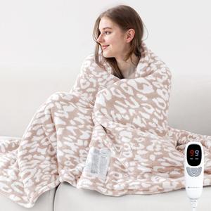MH MYLUNE HOME Leopard Print Heated Throw Blanket, ETL & FCC Certified Electric Blanket, Washable Heated Blanket Throw, 9 Heating Levels & 10 Hours Auto-Off, Soft Heating Blanket - Khaki, 62"x84" (Kahki)