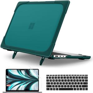 Batianda Heavy Duty Case for 15 Microsoft Surface Laptop 5 4 3rd 2022 2021 with Fold Kickstand and Keyboard Cover - Shockproof Protective Cover for Enhanced Durability and Comfortable,Teal