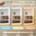 FENNIO 23" x 18" Vanity Mirror with LightsLED Makeup MirrorHollywood Mirror with 3 Color Modes & Adjustable BrightnessVanity Mirror Gold