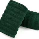 Jacquotha 2-Pack Hand Towels (Forest Green) Ribbed Kitchen & Bathroom Premium Cotton Towels 13 x 29, Soft and Quick Drying 480 GSM