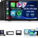 2+64G for Volvo XC70 V70 S60 2005-2009 Car Radio with Wireless Carplay/Android Auto,Android Car Stereo 9 Inch Touch Screen GPS Navigation WiFi Bluetooth FM/RDS Mirror Link SWC +Backup Camera&Mic