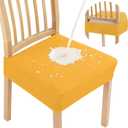 Smiry Waterproof Seat Covers for Dining Room Chairs Set of 4, Stretch Jacquard Removable Washable Chair Seat Slipcovers Protector, No Rear Covers, Mustard Yellow