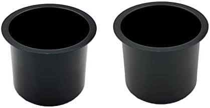 SEETOOOGAMES Jumbo Aluminum Drop-in Poker Table Cup Holder Insert (Pack of 2) (Black White)