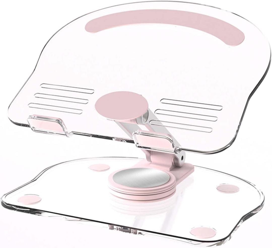 360 Degree Rotating Mobile Tablet Stand, Adjustable Tablet Holder-Adjustable Foldable Desktop Table Holder Base,Multi-Angle, Non-Slip Silicone Base,Portable iPad Stand for Desk