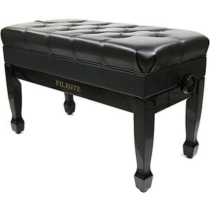 Genuine Leather Duet Piano Bench with Storage,Adjustable Heavy Duty Wooden Double Keyboard Seat XHJ-11G(Black)
