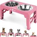 Jovrun Elevated Dog Bowls for Medium Large Size Dogs, Non-Slip Dog Feeder with 1*Stainless Steel Dishes & 1*Slow Feeder Bowl, 5 Heights Adjustable Raised Bowls to 3.15″-8.66″-9.84″-11.02″-12.2″