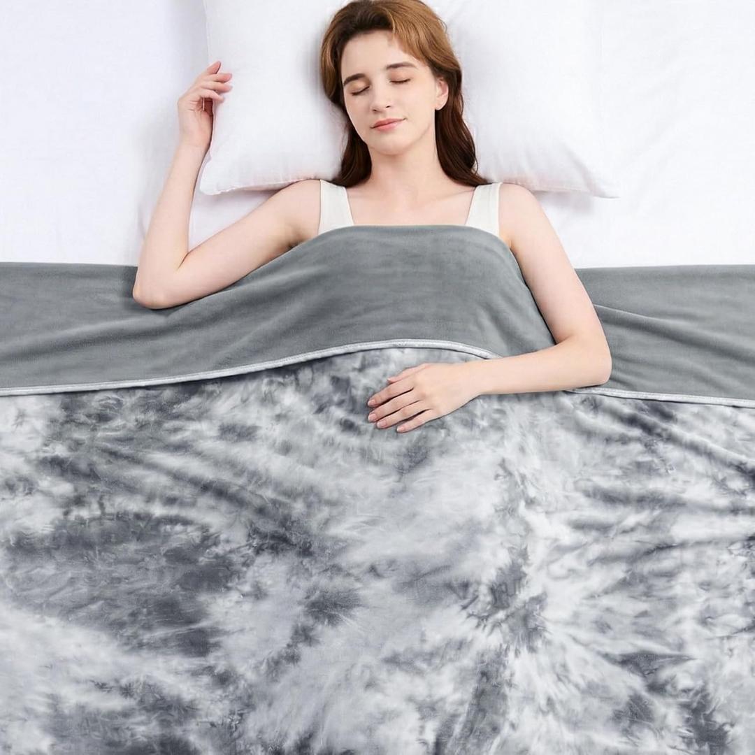 Topcee Cooling Throw Blanket for Night Sweats Decorative Tie Dye, Absorbs Heat to Keep Cool on Warm Nights, Q-Max 0.5 Cooling Blankets for Hot Sleepers, Cool Lightweight Sofa Throw Blanket (50"x70") (01-grey Watercolor)