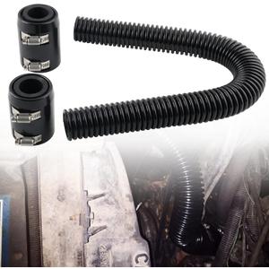 Universal 24" Flexible Radiator Hose Stainless Steel Universal Water Hoses Adapter Coolant Radiator Hose Kit Could be Used with 1-1/4", 1-1/2", 1-3/4" or 1-5/8" Radiator Necks (Black)