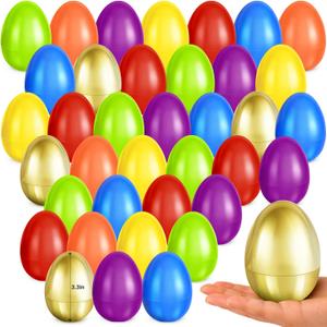 Shemira 3.5 Easter Eggs, 120 PCS Colorful Eggs Plus 8 Golden Eggs for Kids, Large Plastic Empty Eggs Fillable with Candy Treats for Easter Hunt, Easter Basket Stuffers Fillers, Party Favors Decor