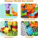Kids Marble Run Building Block Dinosaur, Montessori Learning Resources STEM Toy Bricks Maze Puzzle Set Race Track Compatible with Major Brands for Age 3 4 5 6 7 8+ Boys Girls Birthdays