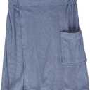 DII Men's Terry Shower Wrap Collection Adjustable with Velcro and Pocket, 54x20, Stonewash Blue