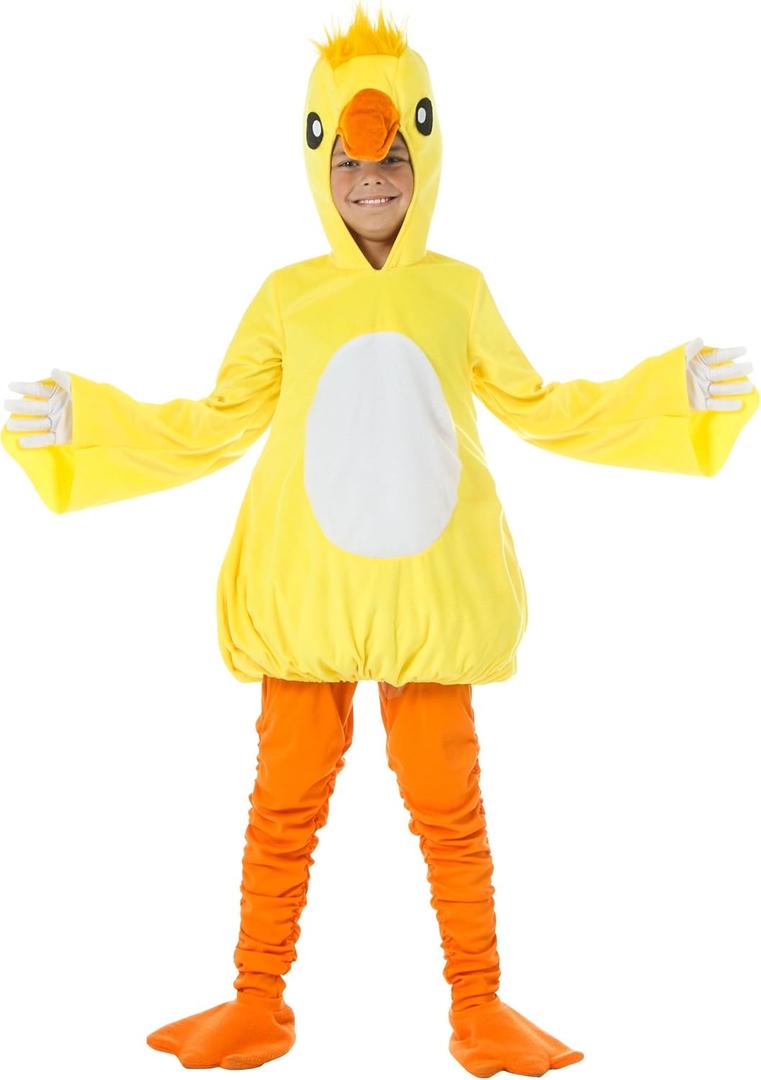 Kids Yellow Duck Halloween Costume | Adorable Hooded Duck Tunic with Pants, and Booties for Dress-Up and Playtime (X-Small)
