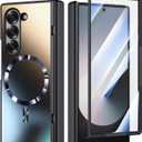 Magnetic for Samsung Galaxy Z Fold 6 Case, Compatible with MagSafe, with Built-in Screen Protector & Hinge Protection, Fold6 Military Grade 360 Full Body Shockproof Phone Cover, Black