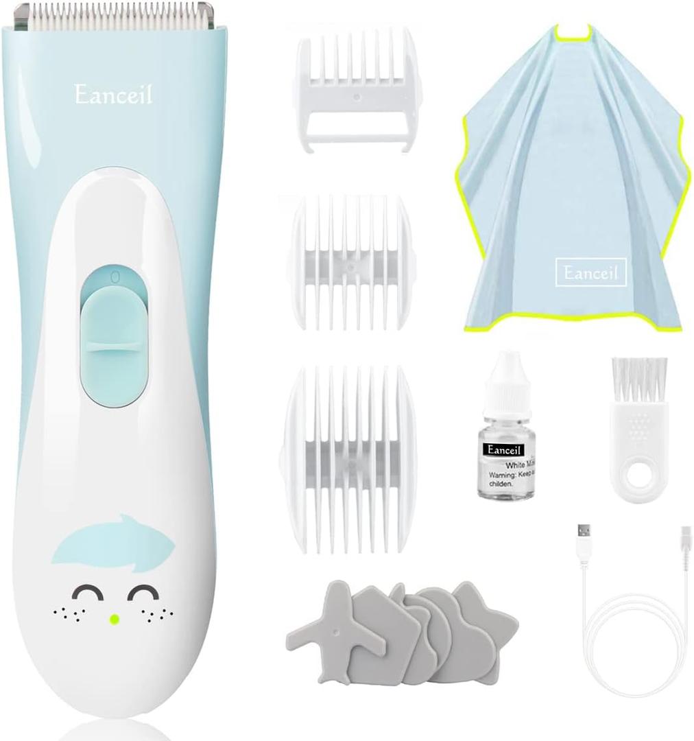 Baby Hair Clippers, Ceramic Blade Electric Kids Hair Trimmer, Ultra-Quiet Cordless Rechargeable Waterproof Haircut Kit for Kids & Adult