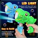 Kids Bubble Gun 2 Pack Dino Bubble Machine Gun for Toddlers with 4 Solutions Outdoor Toys Automatic 13-Hole Bubbles for Kids Blower Maker Easter Basket Stuffers Valentines Gift Party for Boys Girls
