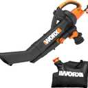 WORX WG505 Trivac 12 Amp 3-in-1 Electric Leaf Blower/Leaf Vacuum/Mulcher, Metal Impeller for Fine Mulching