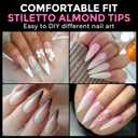 UNA GELLA Long Stiletto Gel Nail Tips: 216pcs Halloween Stiletto Almond Fake Nails Pre-shape Long Almond Press Ons for Full Cover Acrylic French False Nails For Nail Extension DIY Salon 12 Sizes