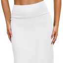 Hybrid & Company Women's Stretch Lightweight Flowy Maxi Skirt Casual Fold Over Waist, Made in USA (White, XXXL)
