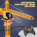 28-Inch RC Construction Tower Crane Toy for Kids, 4 Channel Remote Control Crane Toy with LED Light, Grabber, Log, Lifting Basket, 360 swivel, STEM Educational Learning Toys for Boys Ages 3 and Up, 28 inches x 12 inches x 20 inches
