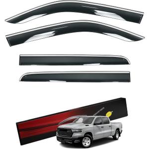 Sze Rain Guards Compatible with Dodge RAM 1500 2019-2025 Crew Cab Side Window Deflectors Window Visors Out-Channel Guard Deflector Vent Visor-4pcs