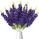 3PCS Purple Artificial Delphinium Flowers Faux Snapdragon 21.65 Fake Hyacinth Silk Flowers for Wedding Bridal Bouquet Centerpiece Table Home Party Office Decor(Purple)
