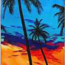 Oversized Beach Towel Quick Dry Sand Free Lightweight Microfiber Beach Towels for Swim Pool Camping Travel, Colorful Sunset Coconut Palm Trees, 36"x72"